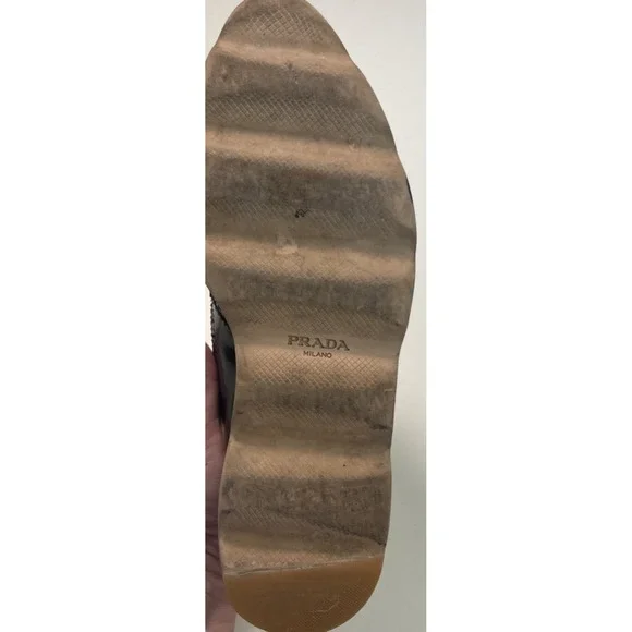 PRADA Wave Sole Black Wingtip Shoes 1E935G Size 36.5 US 6.5 Women 's Platform - Picture 4 of 14